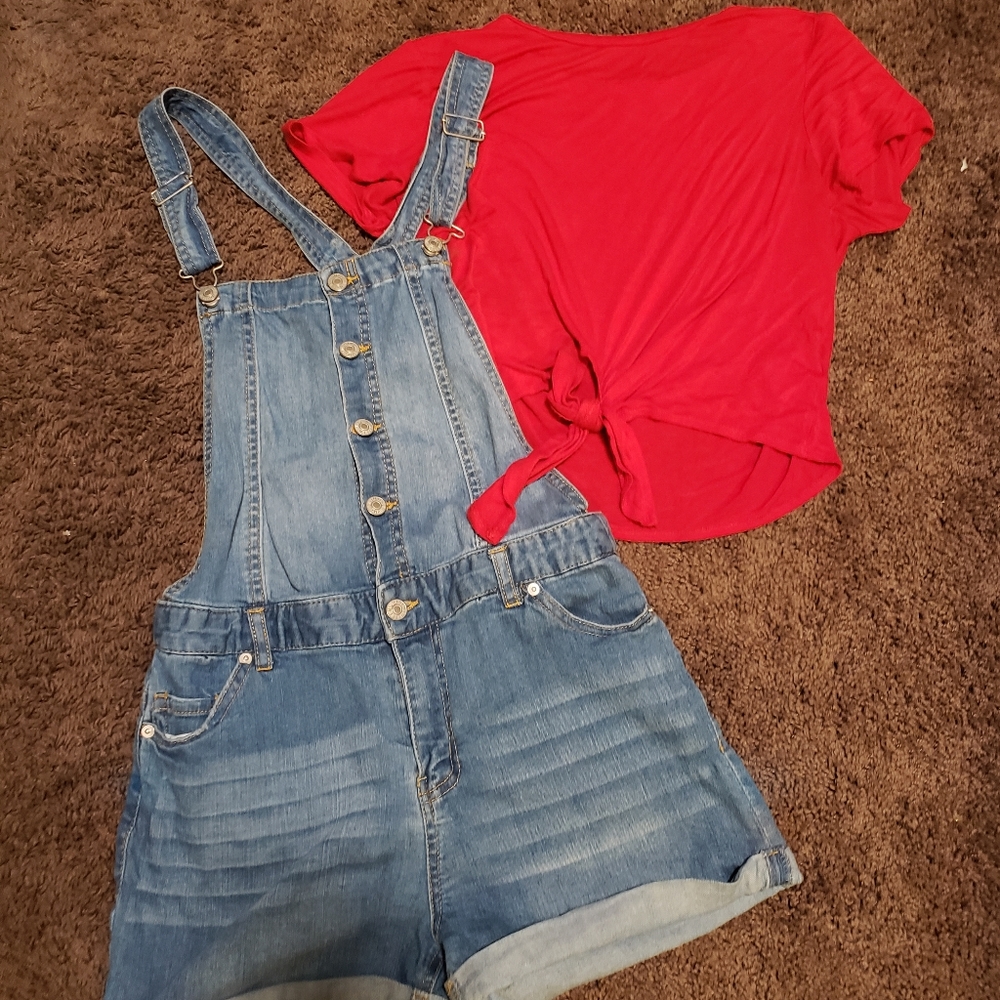 Crop Top Overall Shorts